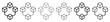 © David - Set of six blockchain technology icons showing interconnected cubes in various line art styles including solid, dashed, dotted, sketched, and double outline for network concepts