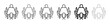 © David - Set of conference table and chairs icons in six different linear styles including solid, dashed, dotted, and hand-drawn for business meeting or boardroom concepts