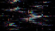 © Shells - Abstract glitch background with colorful pixels. Digital disruption art. Dynamic distortion background for video game splash screen, music album cover.