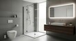 © FaRes - Modern Bathroom Interior with Shower and Sink.