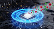© hpyaaw - Digital virus attacking a microchip, representing cybersecurity threats in the digital age