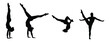 © hasan - Silhouettes of people performing various gymnastic poses.
