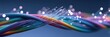© Oulaphone - Close-up of colorful twisted fiber-optic cables with exposed glass strands emitting light against a soft bokeh background, symbolizing high-speed data and connectivity.