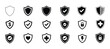 © muni - Shield with check mark icon set. Shield check mark icon or security shield protection icon with tick symbol. Shield check mark icon . Protection secure lock vector sign. Security and privacy symbol.