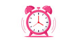 © Manower - A cute pink alarm clock is ringing loudly to wake you up.