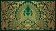 © NORN - Intricate Peacock Pattern in Gold: An ornate and exquisite gold peacock pattern set against a deep emerald backdrop, the design showcases detailed feathers, and floral accents, symbolizing elegance.