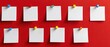 © SKV - The white paper notes pinned with colorful pushpins on a vibrant red background