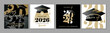 © koltukovs - Class of 2026, Congratulation Graduate - modern greetings card set. Learning is light, Congrats graduation class of 2026 with academic cap. Vector concepts for high school or college party