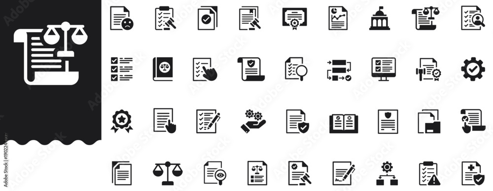Compliance Icons set vector illustration with collection of rules ...