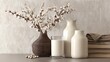 © FC - Elegant floral arrangement with vases minimalist home decor still life indoor soft lighting aesthetic inspiration