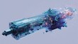 © Zaleman - This 3D illustration displays a translucent mechanical assembly with visible internal circuits and glowing sparks. The futuristic blue device showcases intricate engineering details.