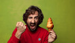 © kues1 - young adult bearded man. cockroach concept croissant concept