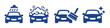 © Nort Kor - Vector icon set illustrating the car wash process: rinsing, soaping, scrubbing, and polishing. Minimalist flat design for auto cleaning services.