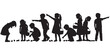 © SujetaRani - Easter egg hunt silhouette vector featuring a boy and girl collecting eggs. Cute kids with baskets illustration suitable for spring holiday celebration, greeting cards and seasonal design.pro