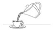© official  - Tea being poured from kettle into cup on saucer