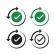 © vector_designer - Four circular arrow icons with checkmarks in green and black for approval