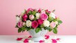 © Tonima - Elegant floral arrangement in a decorative vase with scattered rose petals