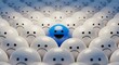 © Legato - Blue Happy Face Standing Out in a Crowd of Sad White Faces.