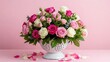 © TonimaAkon - Elegant bouquet of roses in a decorative vase with scattered petals
