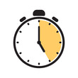 © Hasan_Sumon - Analog stopwatch icon featuring a thick black outline and a yellow shaded pie-chart section representing a twenty-five minute countdown interval