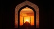 © Farhan - Silhouette of Mosque Dome Through Archway at Sunrise for Spiritual Ramadan Concept