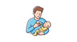© Jonmart - Father feeding infant with bottle caring for young child loving parent nurturing a baby with milk holding bundle in arms family bonding moment gentle