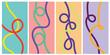© Lienjo - Colorful Squiggle Loop Line Art Panels | Playful Multicolor Wavy Ribbon Background | Modern Fun Doodle Texture Vector Illustration.