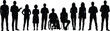 © Nafij World - Group of diverse people including a person in a wheelchair and a person sitting silhouette