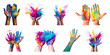 © Rawpixel.com - PNG Vibrant hands celebrating color on transparent background