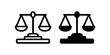 © Santa - Justice scales icon set, black minimal law and legal balance symbols isolated on white background