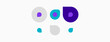 © antishock - Abstract design features purple, teal circles varying sizes. Minimalist composition on white background. Simple geometric shapes present.