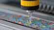 © Business Image - Hochpräzise Laborpipette zum Dosieren von Proben in eine PCR-Workstation mit Biohazard-Behälter und Timern für wissenschaftliche Forschung