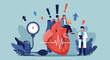 © PDWN Creative - Vector illustration of a woman and doctor with giant heart and medical equipment, symbolizing health and cardiology