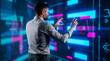 © Rendara Studio - Business operations manager coordinating workflow on an interactive digital control panel