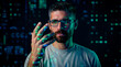 © Rendara Studio - Data scientist examining digital data patterns in a technology environment