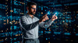 © Rendara Studio - Data analyst manipulating digital information through an interactive interface