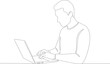 © Artozo - Minimalist Line Art Man Working on Laptop Computer Illustration