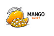 © Cali6ro - Sweet yellow mango with leaf and cubes illustration