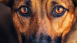 © SK - The close-up image captures the soulful gaze of a dog, with its expressive eyes and textured fur AI Generative
