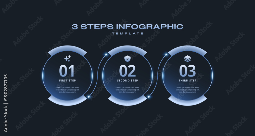 Dark Futuristic Neon Tech Infographic with Blue Gradient Glow, Circular ...