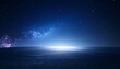 © chocoPhotos - 深い紺碧の宇宙に浮かぶ星々の煌めき、神秘的な夜明けの光が交差する幻想的な風景