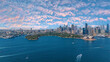 © Elias Bitar - 5 February 2026 Aerial View of Sydney Harbour Circular Quay cruise Liner on a nice Summer day beautiful Sky in Sydney NSW Australia