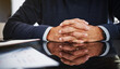 © Hinrichsen/peopleimages.com - Relax, tablet and hands at desk in office, pension plan or insurance for future financial security. Retirement fund, policy stability or mature person with digital annuity contract, tech or assurance