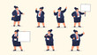 © Taniya - Plump businesswoman character set shows professional woman in various poses like holding a briefcase and talking on a phone.