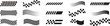 © ZK Vectors - Racing stripes icon set collection group for speed automotive branding, motorsport design, car wrap graphics, abstract lines, modern dynamic symbols isolated on white background.