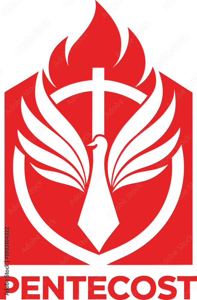 Pentecost Holy Spirit Dove and Flame Christian Emblem Stock Vector ...