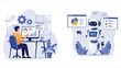 © Utpol - Illustration of a human analyst collaborating with an AI robot on data visualization and business process automation