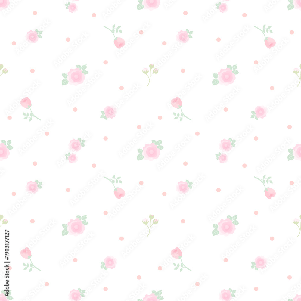 Seamless pattern with pink rose Stock Vector | Adobe Stock