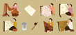© Dueke - illustration set of characters making handmade batik