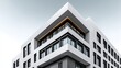 © Nataliia_Trushchenko - Modern architectural design of a contemporary office building with white facade and black windows, featuring sharp angles and geometric shapes in the heart of St. Petersburg
